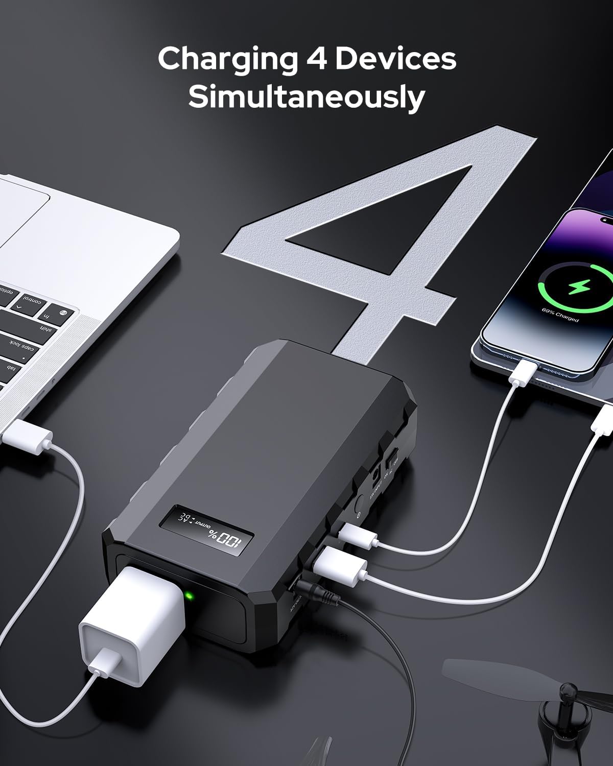 Apowking Power Bank with AC Outlet, 65W Portable Laptop Battery Bank Fast Charging, 88.8Wh 24000mah Power Station for Outdoor Camping PowerBank Travel Home Power Backup - Image 3