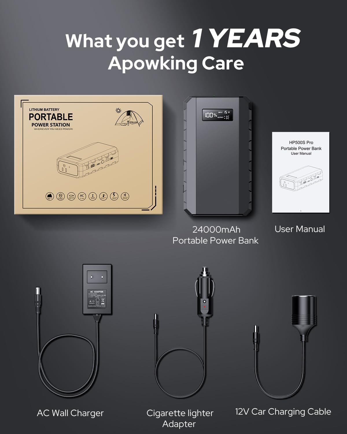 Apowking Power Bank with AC Outlet, 65W Portable Laptop Battery Bank Fast Charging, 88.8Wh 24000mah Power Station for Outdoor Camping PowerBank Travel Home Power Backup - Image 6