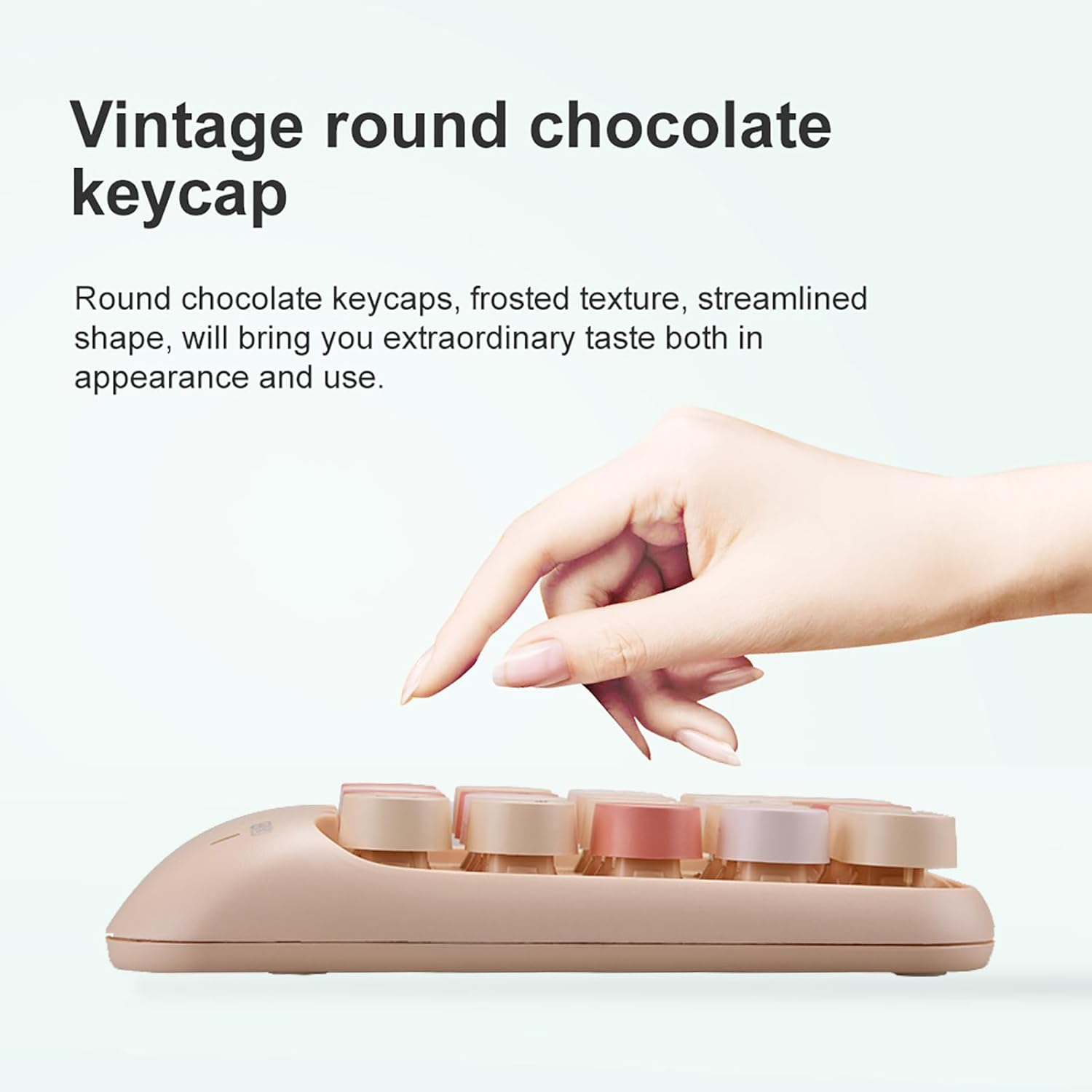 Lomiluskr Wireless Numeric Keypad with 2.4G USB Receiver, Cute Colorful Round Keycaps, Portable Financial Accounting Numpad Number Keyboard, Suitable for PC, Laptop (Milk Tea) - Image 7