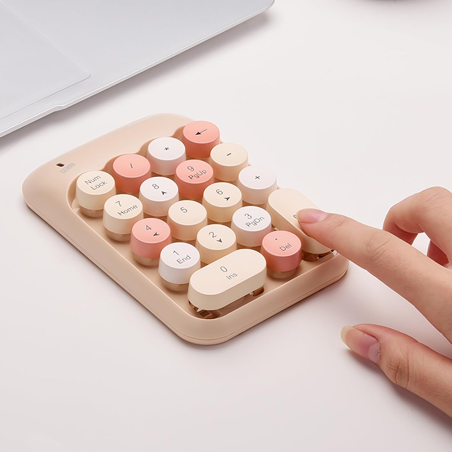 Lomiluskr Wireless Numeric Keypad with 2.4G USB Receiver, Cute Colorful Round Keycaps, Portable Financial Accounting Numpad Number Keyboard, Suitable for PC, Laptop (Milk Tea) - Image 8