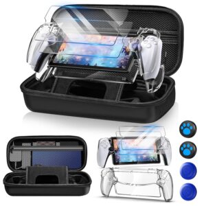 Auarte 12 in 1 Accessories Set for Playstation Portal Remote Player, Hard Carrying Case for PS Portal with Clear Skin Case for PS5 Portal, 2 Screen Protector with 4 Thumb Grip