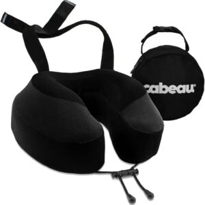 Cabeau Evolution S3 Airplane Travel Pillow for Long Flights - Supportive Memory Foam Body Positioner with Seat Straps to Secure Your Head and Neck and Provides 360 Support (Jet Black)
