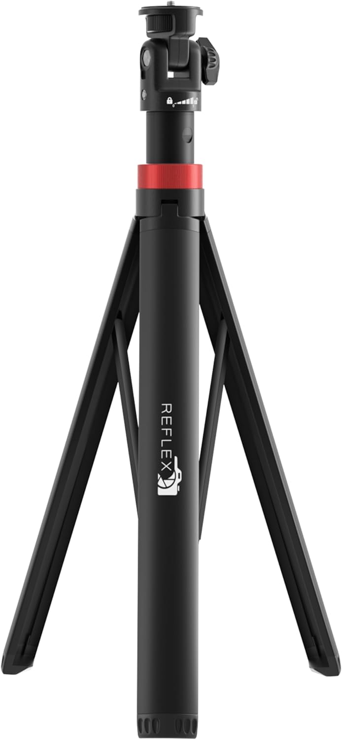 REFLEX CAMERA Lightweight Tripod Stand 76" Extendable Aluminum up to 190cm in Height, Lightweight & Portable with 1/4" Screw Thread 180° Rotation, Compatible with DSLR Camera, Lights & Smartphones