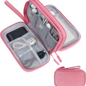 Skycase Electronic Organizer Travel Case - Waterproof Travel Cord Pouches for Organization, Cable Organizer, All-in-One Double Layers Storage Bag for Accessories, Charger, Cable, Pink