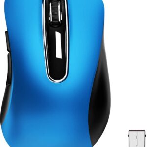 memzuoix 2.4G Portable Wireless Mouse, 1400 DPI Mobile Optical Cordless Mice with USB Receiver for Computer, Laptop, PC, Desktop, MacBook, 5 Buttons, Blue
