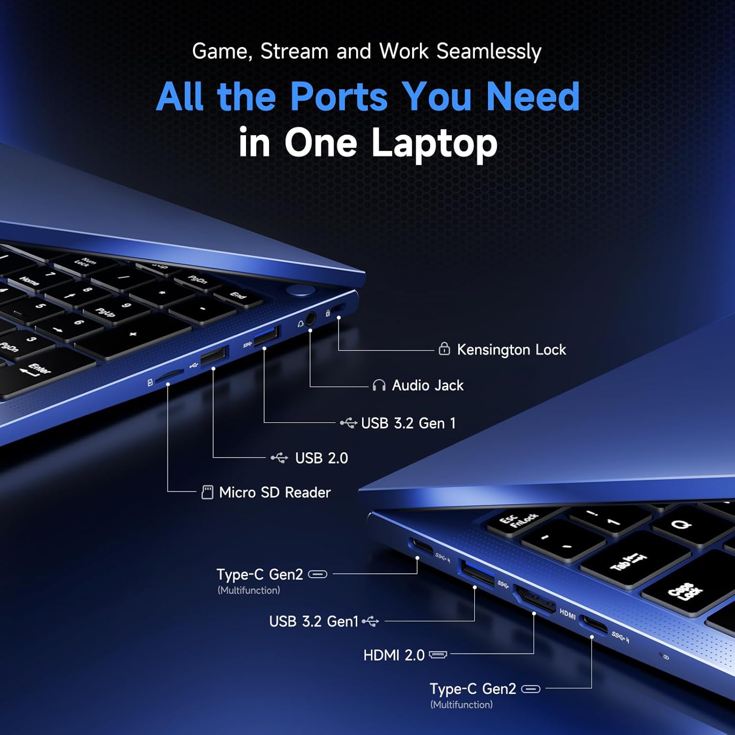 NIMO Gaming Laptop, 15.6" FHD Laptop with AMD R7 7735HS (8 Cores, Up to 4.75GHz), 16GB DDR5 256GB SSD Laptop for Business & Student, Radeon 680M, 100W Type-C, 180° Viewing, Backlit KB, Dual Fans - Image 9